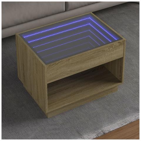 Tavolino Da Salotto Con Led Infinity Rovere Sonoma 70x50x50 Cm - Foto 1