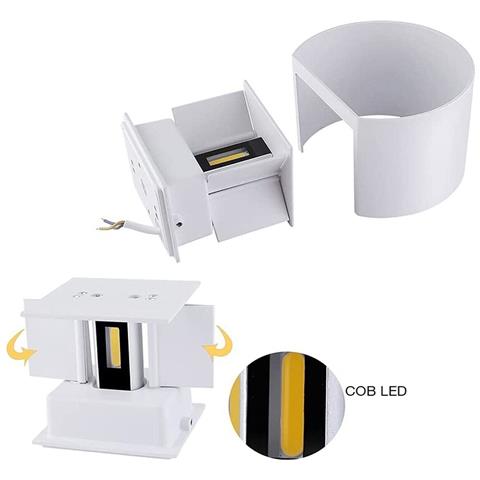 Applique Led Cob Lampada Parete 20w Ovale Bianco Luce Calda Interno Esterno 19 - Foto 2