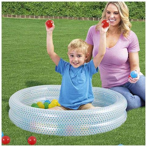 Piscina Gonfiabile Gioco Bambini con 50 Palline 2 Anelli PVC 91x20cm 2 Colori - Foto 2