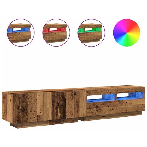 Mobile Porta TV con LED Legno Antico 200x35x40 cm Truciolato - Foto 1