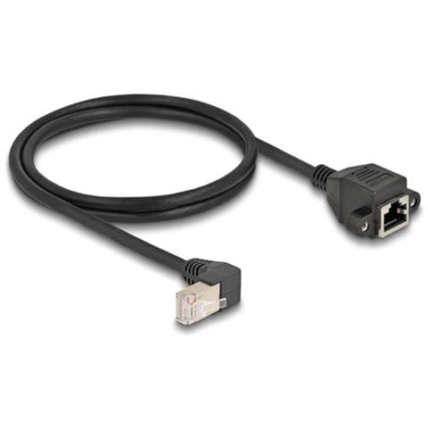 Cavo di prolunga di rete S /FTP RJ45 maschio angolato a 90° per RJ45 femmina integrato Cat. 6A 1 m nero - Foto 3