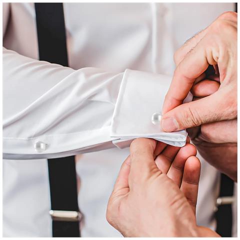 Bottoni Automatici Bianchi A Forma Di Perla Semi-rotonda Con Base Argentata (50 Pezzi)  S - Foto 5