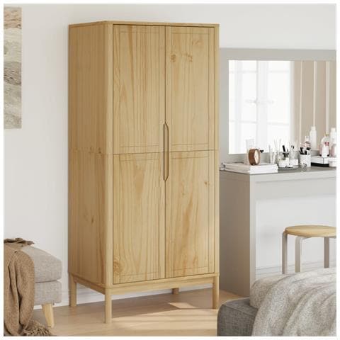 Armadio Floro Marrone Cera 77x53x171 Cm Legno Massello Di Pino - Foto 1