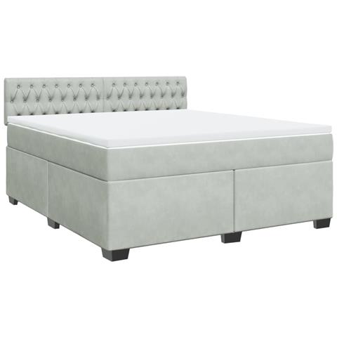 Giroletto A Molle Con Materasso Grigio Chiaro 180x200cm Velluto - Foto 3