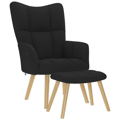 Poltrona Relax Con Poggiapiedi Nera In Tessuto - Foto 2