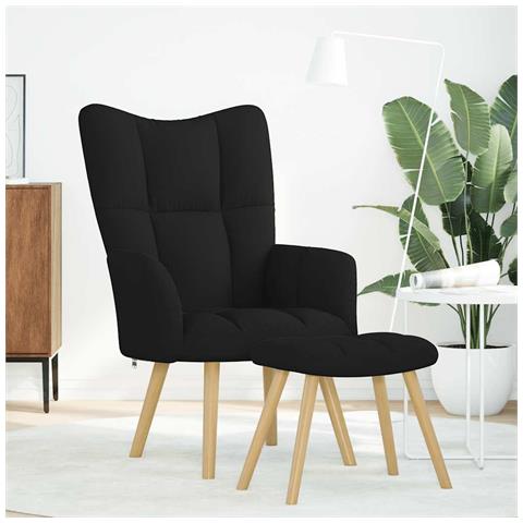 Poltrona Relax Con Poggiapiedi Nera In Tessuto - Foto 3