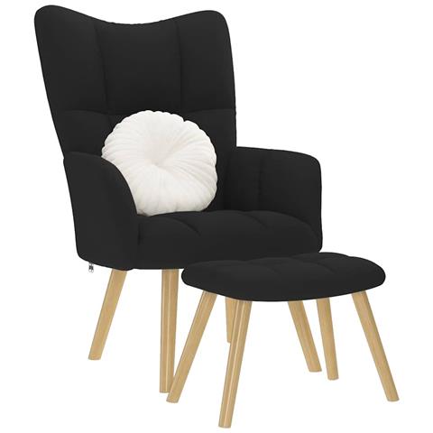 Poltrona Relax Con Poggiapiedi Nera In Tessuto - Foto 1