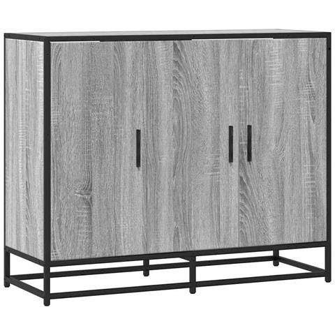 Credenza Grigio Sonoma 94x35x76 Cm In Legno Multistrato - Foto 2