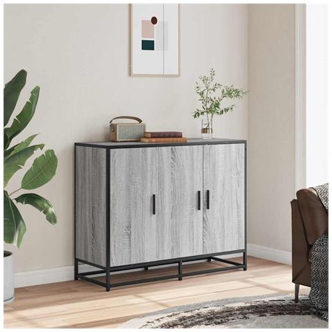 Credenza Grigio Sonoma 94x35x76 Cm In Legno Multistrato - Foto 3
