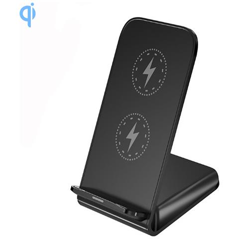 Caricabatterie Wireless Qi A Doppia Bobina Con Supporto. 15w/10w/7.5w/5w/ - Foto 1