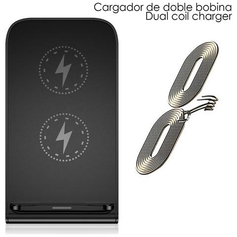 Caricabatterie Wireless Qi A Doppia Bobina Con Supporto. 15w/10w/7.5w/5w/ - Foto 6