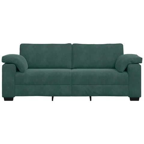 Divano a 3 Posti Verde Scuro 178 cm in Velluto - Foto 2