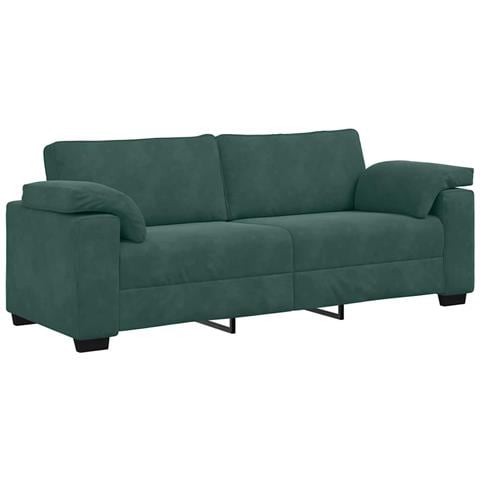 Divano a 3 Posti Verde Scuro 178 cm in Velluto - Foto 1