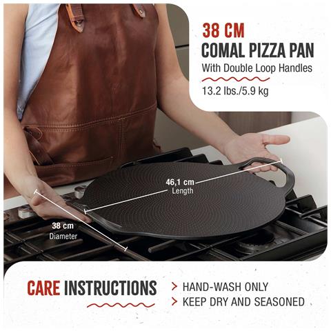 Victoria 34474 Piastra Per Grigliare Ghisa A Induzione Per Pizza, Padella 38cm Per Fuoco, Forno  Nero - Foto 2