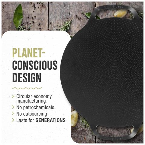 Victoria 34474 Piastra Per Grigliare Ghisa A Induzione Per Pizza, Padella 38cm Per Fuoco, Forno  Nero - Foto 6