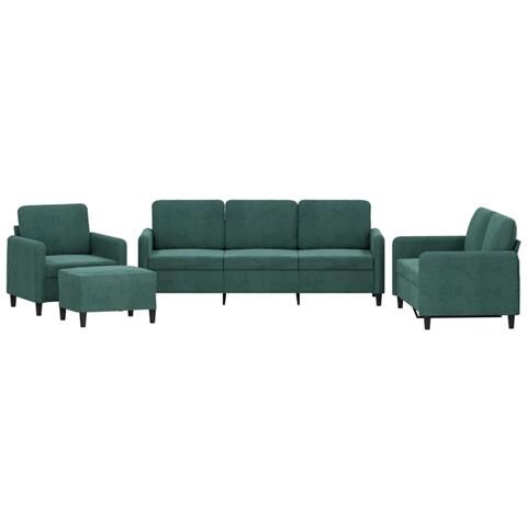 Set Di Divani 4 Pz Verde Scuro In Velluto - Foto 2