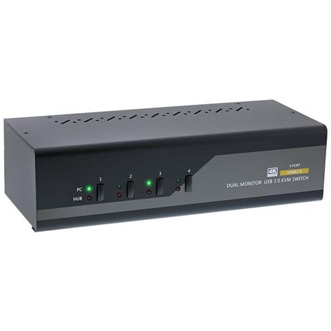 Switch KVM Desktop, 4 porte, Dual Monitor, HDMI, 4K, USB 3.0, Audio - Foto 1