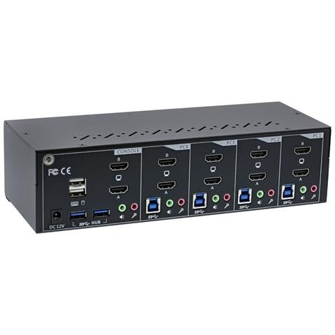 Switch KVM Desktop, 4 porte, Dual Monitor, HDMI, 4K, USB 3.0, Audio - Foto 2