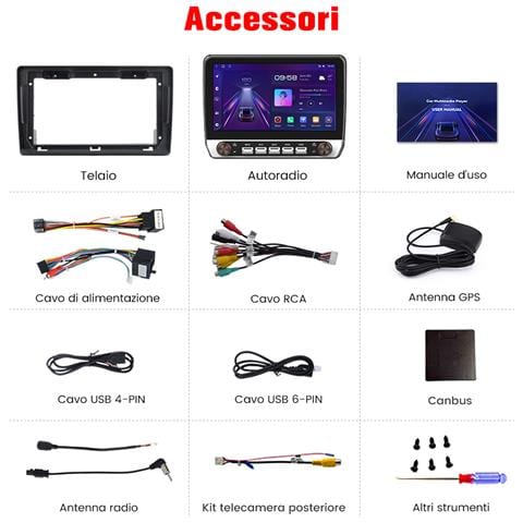 10.1 Pollici Autoradio Carplay Android Auto Per Fiat Ducato (2006-2013) Android 13 Car Radio Con Touchscreen Bluetooth Fm Rds Gps Comandi Al Volante - Foto 6