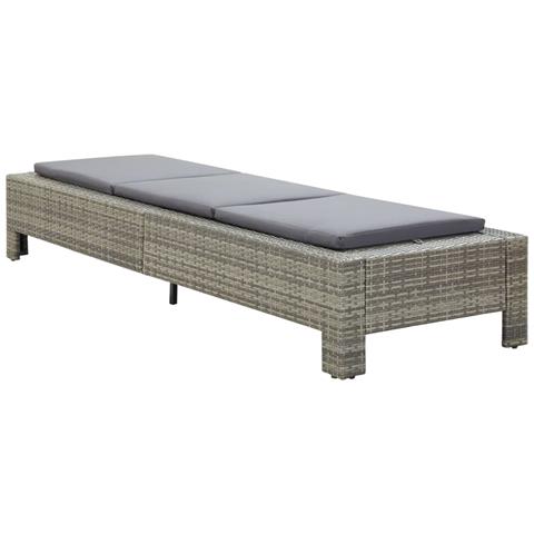 Lettino Prendisole Con Cuscino In Polyrattan Grigio - Foto 2