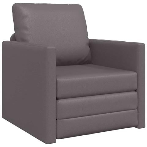 Divano Letto da Pavimento 2-in-1 Grigio 74x77x81 cm Pelle Sintetica - Foto 1