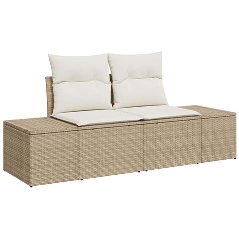 Divano da Giardino a 2 posti con Spazio di Archiviazione e Cuscini Beige Polyrattan - Foto 1
