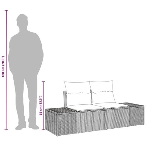 Divano da Giardino a 2 posti con Spazio di Archiviazione e Cuscini Beige Polyrattan - Foto 9