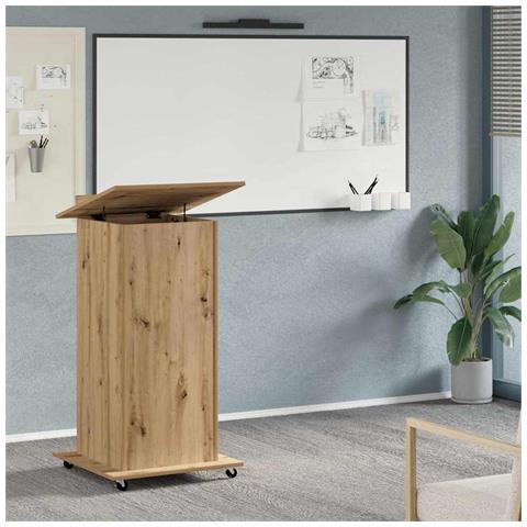 Leggio Podio con Ruote Rovere Artigianale in Legno Ingegnerizzato - Foto 2