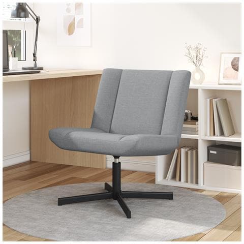 Sedia Girevole Grigio chiaro Tessuto Media Girevole - Foto 2