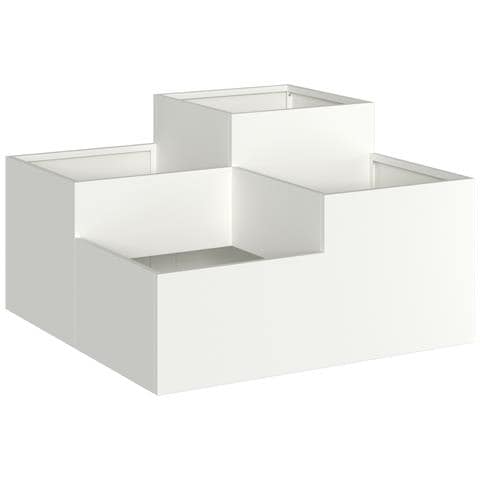 Fioriera da Giardino 80x80x48 cm Acciaio Bianco - Foto 1