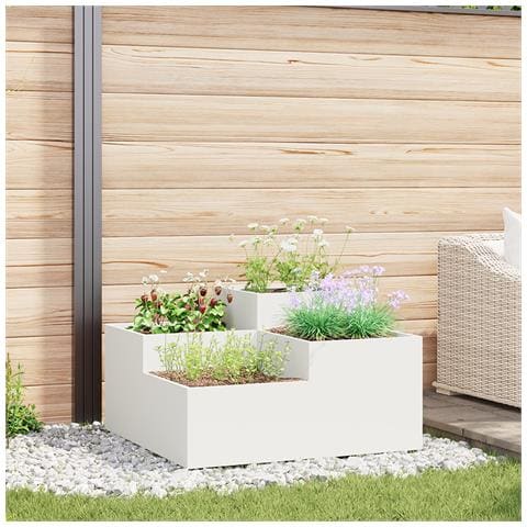 Fioriera da Giardino 80x80x48 cm Acciaio Bianco - Foto 2