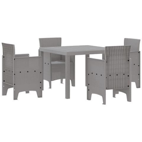 Set da Pranzo da Giardino 5 Pezzi Grigio Chiaro Poly Rattan - Foto 1