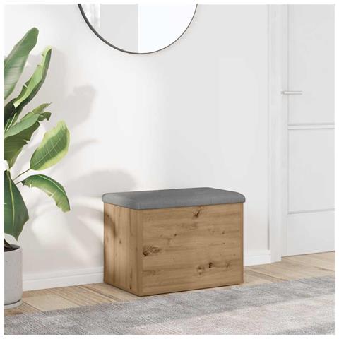 Panca Portaoggetti Rovere Artigianale 62x42x45 cm in Truciolato - Foto 2