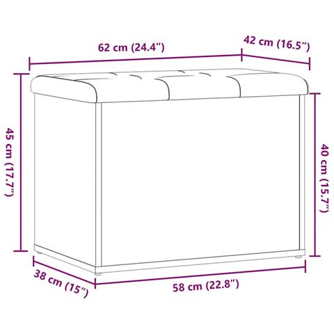 Panca Portaoggetti Rovere Artigianale 62x42x45 cm in Truciolato - Foto 8