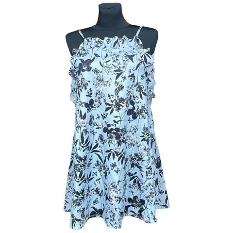 Abito Al Ginocchio Con Spalle Scoperte E Volant Blu 38 - Foto 1