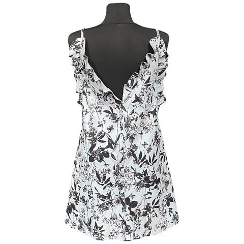 Abito Al Ginocchio Con Spalle Scoperte E Volant Blu 38 - Foto 6