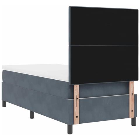 Letto a molle con materasso Grigio scuro 100 x 200 cm Velluto - Foto 9