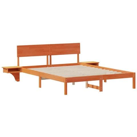 Rete letto con comodini Cera marrone Legno di pino massello - Foto 1