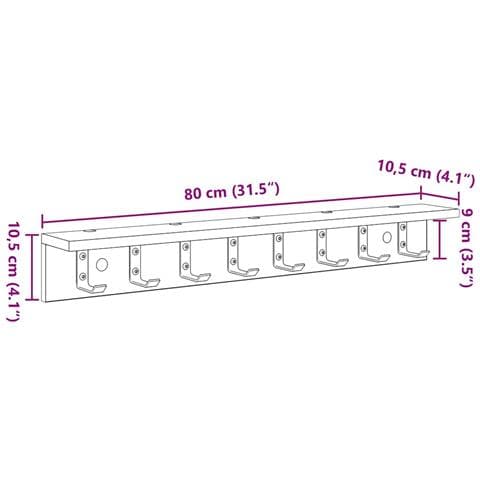 Appendiabiti a muro rovere sonoma 80 x 10.5 x 10.5 cm - Foto 9
