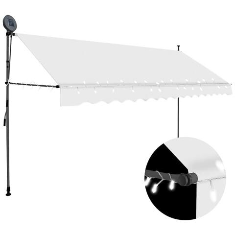 Lusso Casadino -  Tenda Da Sole Retrattile Manuale Con Led 350 Cm Crema - Foto 2