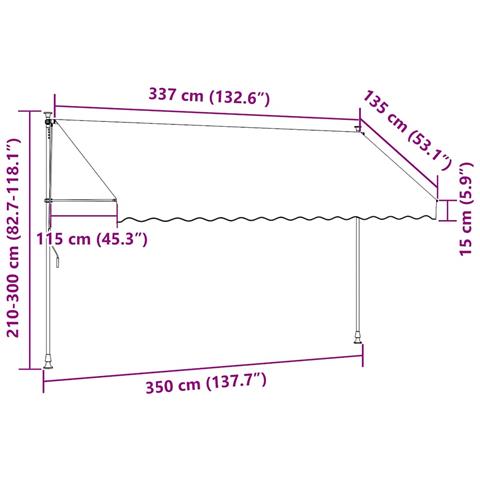 Lusso Casadino -  Tenda Da Sole Retrattile Manuale Con Led 350 Cm Crema - Foto 8