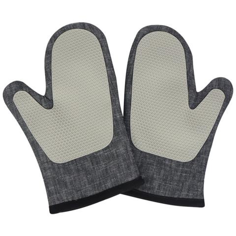 Guanti In Silicone Con Giuntura In Tessuto Di Bambù: Guanti Ad Alta Temperatura Resistenti Al Calore Antiscottatura Per Forno A Microonde (1 Paio) Black - Foto 1