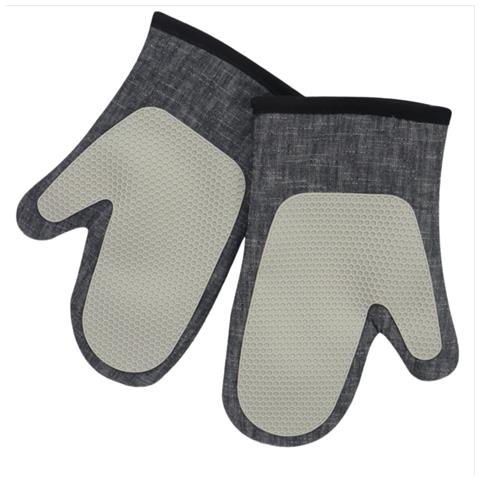 Guanti In Silicone Con Giuntura In Tessuto Di Bambù: Guanti Ad Alta Temperatura Resistenti Al Calore Antiscottatura Per Forno A Microonde (1 Paio) Black - Foto 3