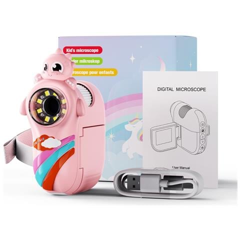 Microscopio Digitale Portatile Con Schermo Led, Ingrandimento 1000x Per Educazione Stem Pink - Foto 2