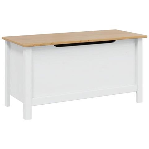 Scatola di Stoccaggio Bianco e marrone miele 90 x 40 x 45 cm - Foto 1