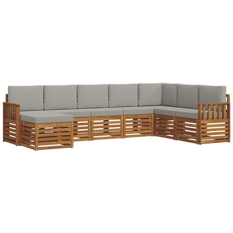 Set divani con cuscino 8 pcs Grigio Naturale e Chiaro - Foto 1
