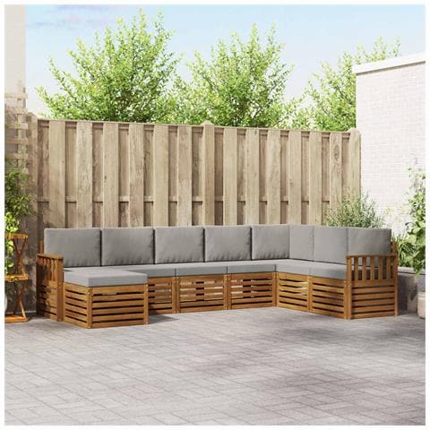 Set divani con cuscino 8 pcs Grigio Naturale e Chiaro - Foto 2
