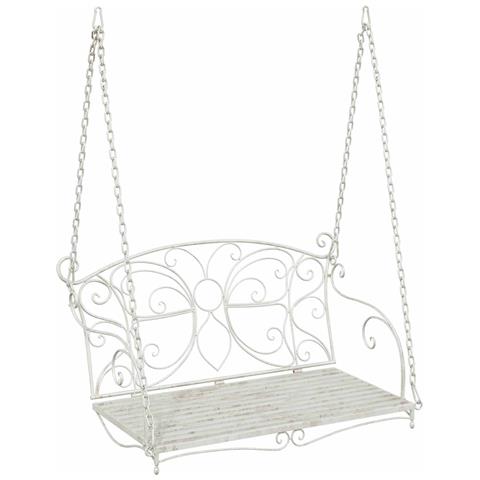Panchina a Dondolo Acciaio 105,5 x 61 x 56 cm Bianco Antico - Foto 1