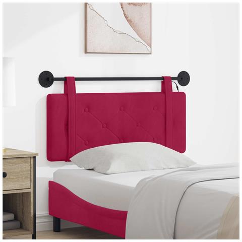 Testiera sospesa Con luce LED Rosso Vino Velluto - Foto 2