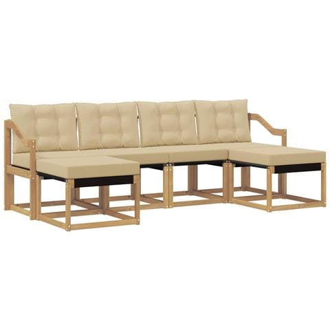 Set di divani da esterno con cuscino 6 pcs Bianco e Beige - Foto 1